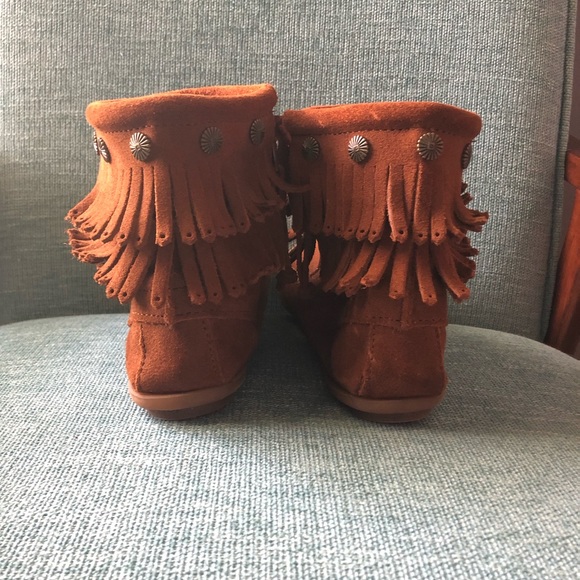 Minnetonka Leather Moccasins - Ankle zip - Sz 11 - Picture 2 of 5